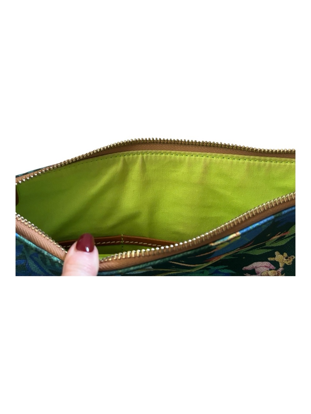 Dooney & Bourke Green Tinker Bell Print Shoulder Bag with Brown Trim - Picture 16 of 16